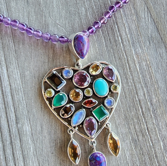 Nicky Butler NB Sterling Heart RAJ Collection Turquoise Pendant #15/750 Necklace - Picture 4 of 14